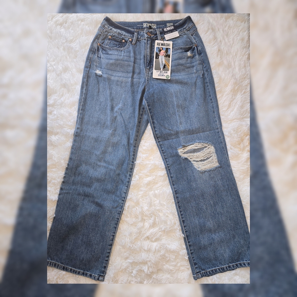 Rewash Women's Blue Straight Leg Jeans